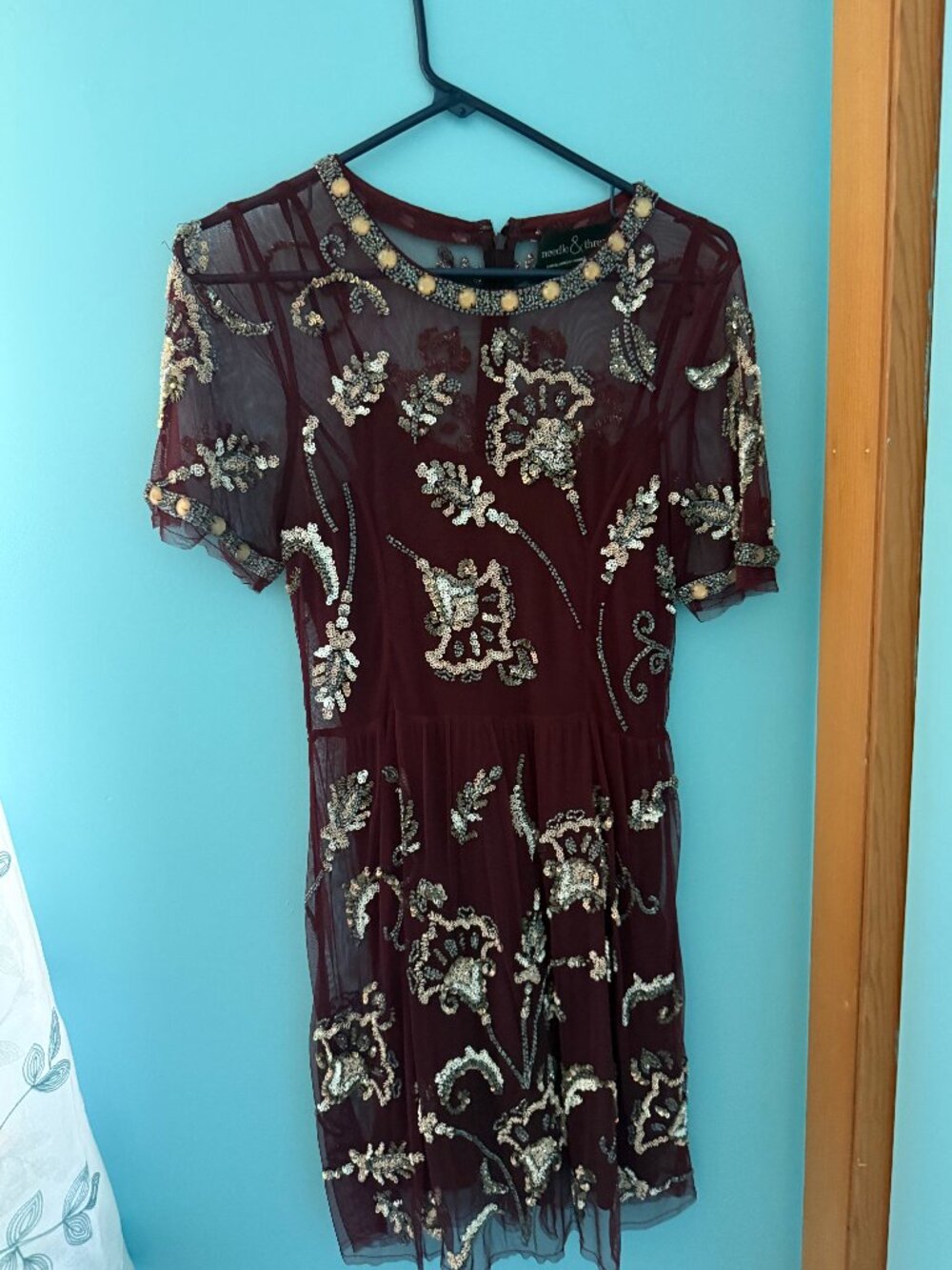 Needle & Thread Embellished Burgundy Dress - Picture 4 of 6
